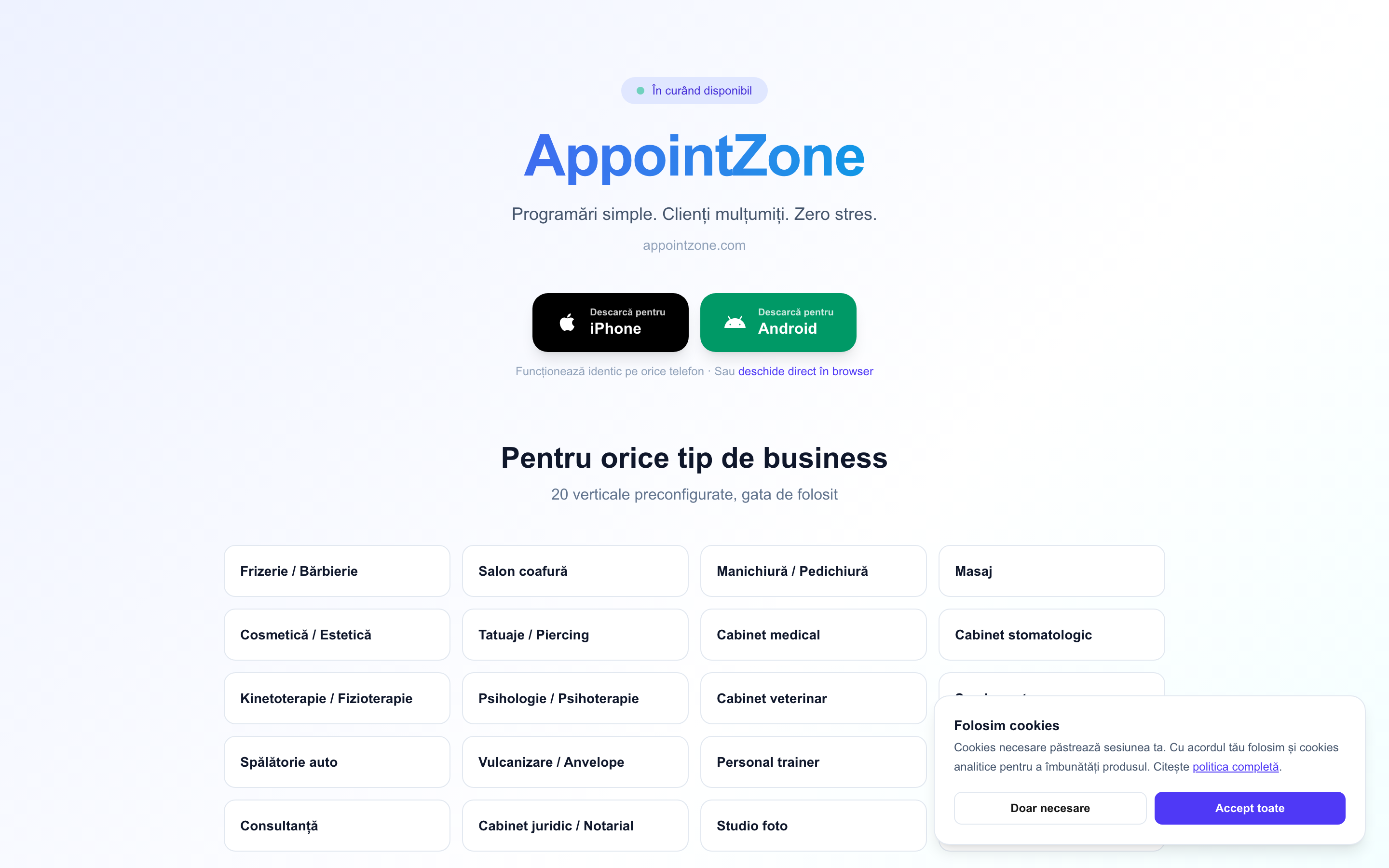 AppointZone — live screenshot